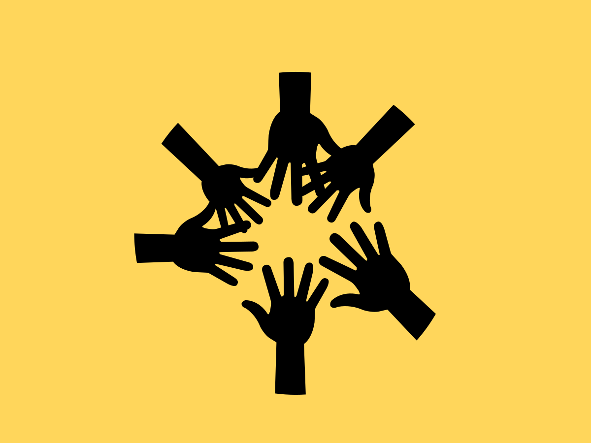 Circle of hand black and yellow graphic